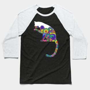 Psychedelic Cat Baseball T-Shirt